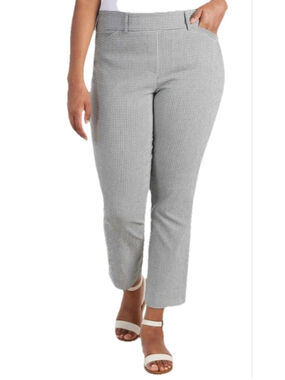 Women's Hilary Radley Ankle Cropped Pants M White Black Gingham